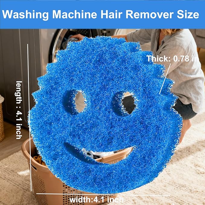 Pet Hair Remover for Laundry, 6PCS Reusable Dog & Cat Hair Remover Tool - Removes Pet Fur, Hair, Lint, Dander from Clothes &Washing Machine. (Blue, Smiling face)