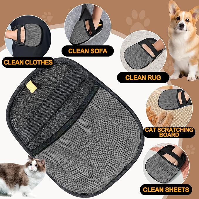 PurePath Pet Hair Removal Glove – Electrostatic Pet Hair Remover for Laundry, Couch, Carpet, Furniture & Pet Grooming – Reusable Cat Dog Hair Magic Brush Mitt – Grey (1 PCS)