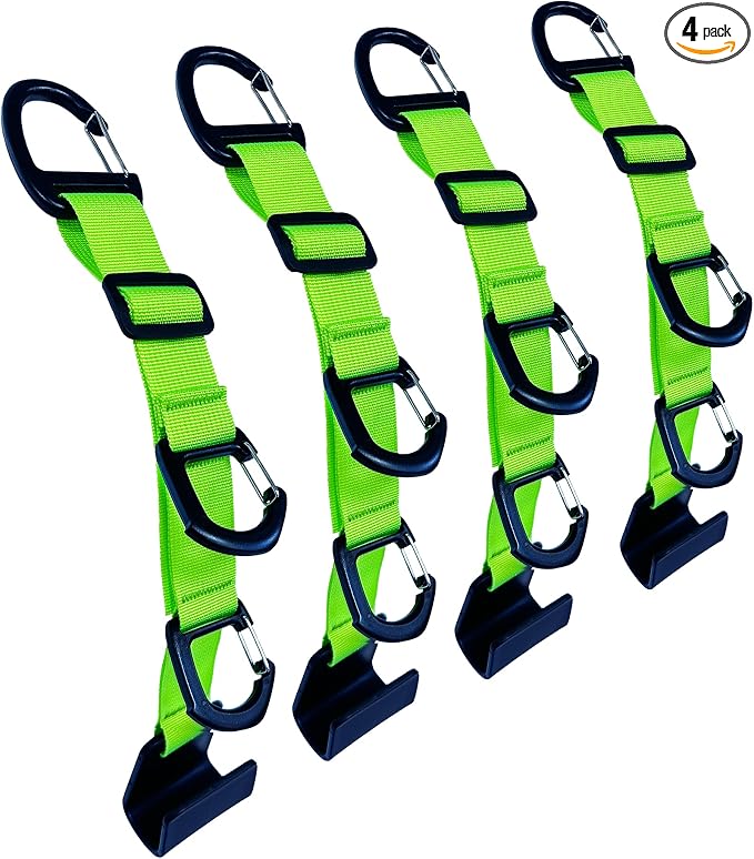 Car Headrest Hooks, Backseat Storage Organizer Hangers, Universal Vehicle Seat Back Hooks, 4 Pack (brightgreen)