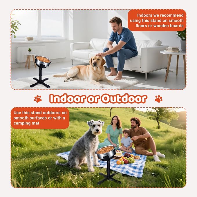 Elevated Adjustable Dog Bowl Feeding Stand, 3 Heights and Tiled Ajudst, Compatible with Moost Feeding Bowls, Great for Medium Large Dogs(2 Pack-C)
