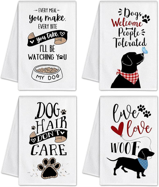 Bonsai Tree Dog Kitchen Towels Set of 4, Dog Mom Gifts for Women, Funny Cute Housewarming Dish Tea Hand Towels for Housewarming Gifts Kitchen Decor
