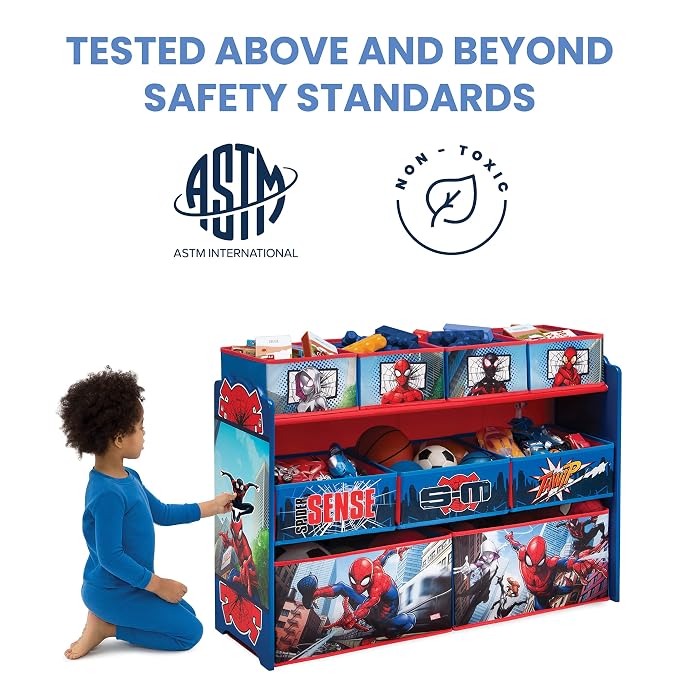 Marvel Spider-Man Deluxe 9 Bin Design and Store Toy Organizer by Delta Children, Greenguard Gold Certified