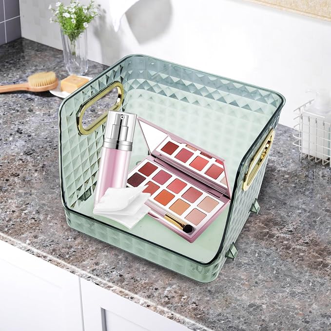 Portable Desktop Storage Box for Small Items and Makeup Organizer with Smooth Polishing, Sturdy Pet+abs Material, for Bedrooms and Bathrooms, Easy to Use Storage Case