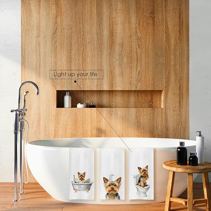 Funny Yorkshire Terrier Bathroom Decor Hand Towels, Yorkshire Terrier Mom Gifts, Gifts forYorkshire Terrier Lovers, Kids Dog Bathroom Decor, 16x24 Inch Set of 3