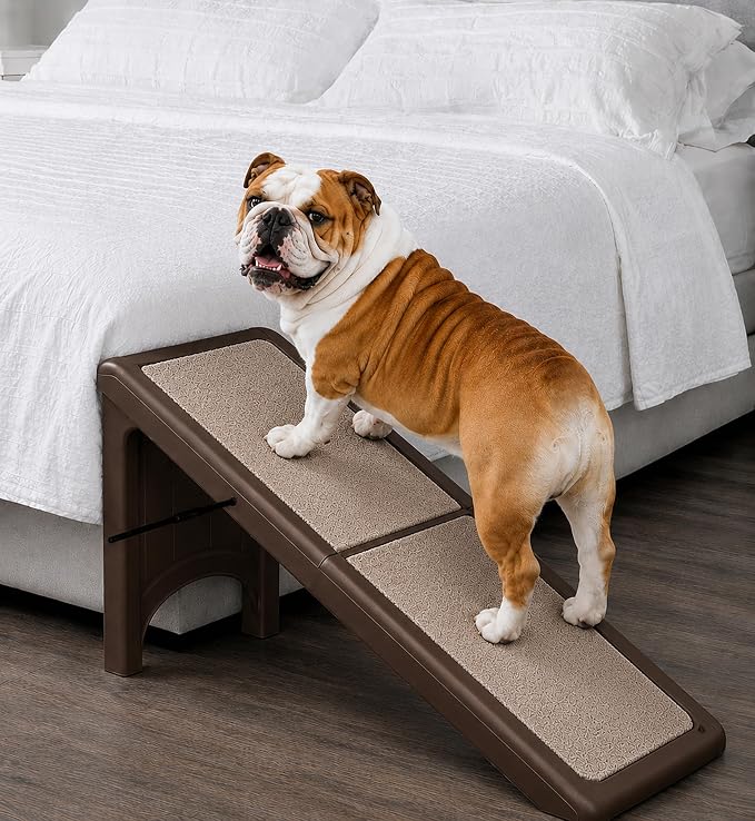 Pet Gear Free Standing Pet Ramp for Cats and Dogs, Dark Brown | No Assembly Required, Easy Fold for Storage or Travel, Portable, Supports 200 lbs, 56" x16"