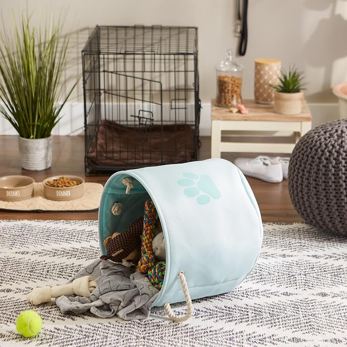 Bone Dry Pet Storage Collection Collapsible Bin, Medium Round, Aqua
