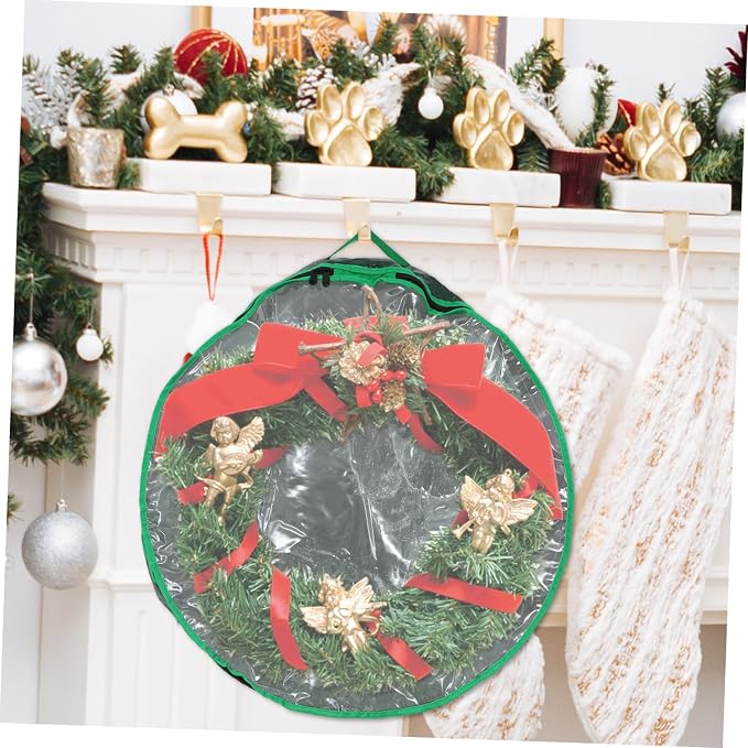 Garneck 1pc Round Christmas Wreath Storage Bag Window Holder for Holiday Decorations Capacity for Garlands and Ornaments Design for Christmas Supplies