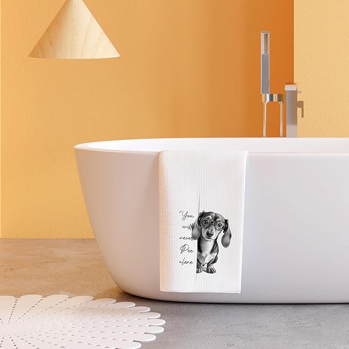 Dachshund Kitchen Towels for Bathroom Decor,Dachshund Gifts for Women,Black and White Dog Decorative Hand Towels for Washroom Restroom,16x24 Inch