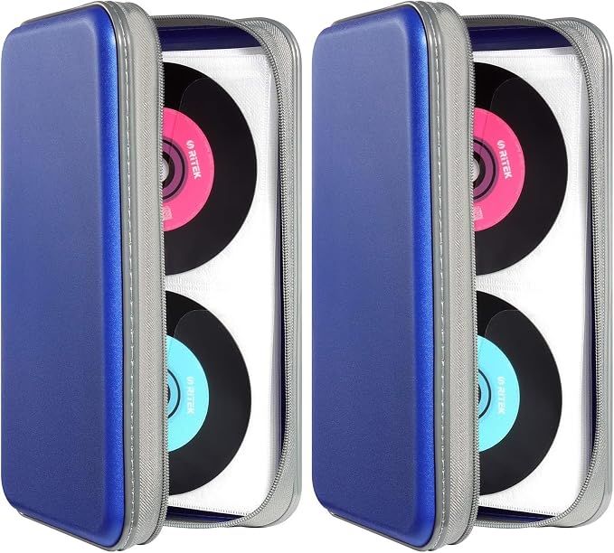 UENTIP CD Case,96 Capacity Hard Plastic DVD Case Holder for Car Home Travel (Pack of 2)