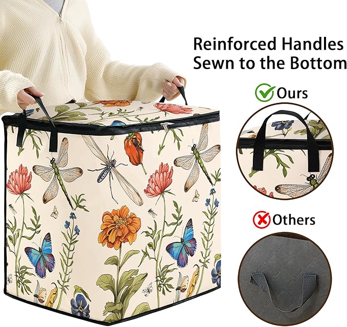 2pcs storage bags for bedding,blanket organizer with zipper 95L | king comforter sheet quilt duvet sweater pillow clothes storage for closet,moving essentials containers with portable handles