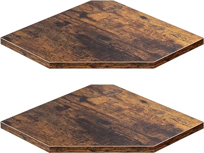 Fun Memories Corner Shelf Wall Mount, Floating Corner Shelves, Set of 2 Corner Wall Shelf Organizer, Rustic Wood Wall Storage Display Shelves for Living Room Bedroom Bathroom Kitchen, Rustic Brown | Organizer