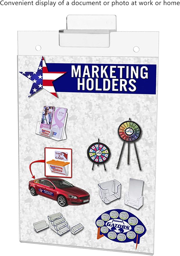 Marketing Holders Slatwall Sign Holder for 5" x 7" Menus Event Notices and Flyers Clear Acrylic for Home Improvement Stores Toy Stores and Fitness Centers No Assembly Required
