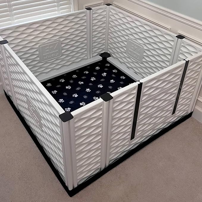 EZclassic Dog Whelping Box - Washable Pee Pad, Large 48"x48"x28" | Tall 48x48x28 breeder whelping box with high walls, durable customizable panels, quick setup, and easy cleaning