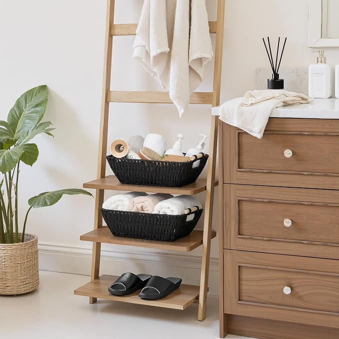 StorageWorks Wicker Baskets, Toilet Paper Baskets for Shelf, Bosana Green | Wicker Storage Baskets for Shelves, Baskets with Wooden Handles, 2-Pack Gifts Basket for Home Decor, Hand-Woven Basket