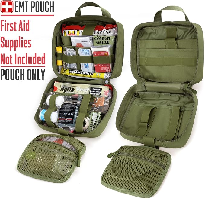 LIVANS Medical Bag, First Aid Bag Empty for Emergency & Trauma Kits | Molle Quick Release Design, Headrest Mount, Includes Flag and Cross Patch,Versatile for Tactical, Camping, Hiking and Travel