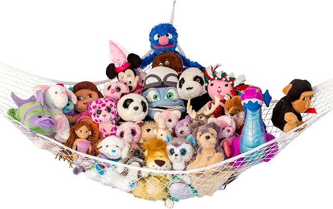 Stuffed Animal Hammock XL | Corner Stuffed Animal Storage & Plushie Net | Extra Large Toy Hammock for Stuffed Animals | Easy Hang, Hardware Included | White Bedroom Decor | by Lilly's Love