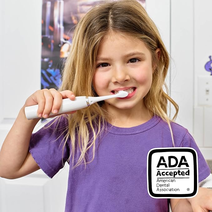 Made by Dentists Kids Electric Toothbrush - Rechargeable Vibrating Toothbrush with Timer, Includes 6 Replacement Heads, Gently Cleans Teeth, Kid & Toddlers Age 2+, Alien
