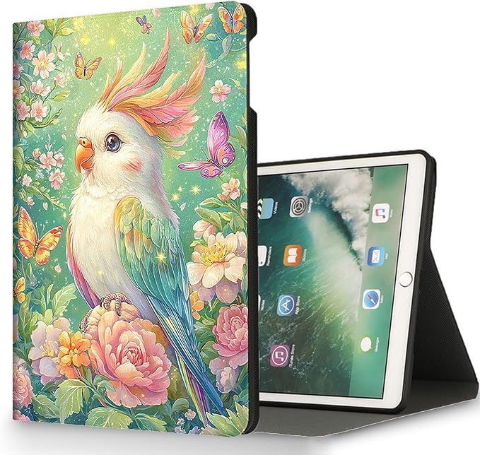 for Microsoft Surface Pro 8-13" 2021 Tablet Case,Auto Wake/Sleep,Adjustable Stand Protective Cover - Cute Parrot Flower