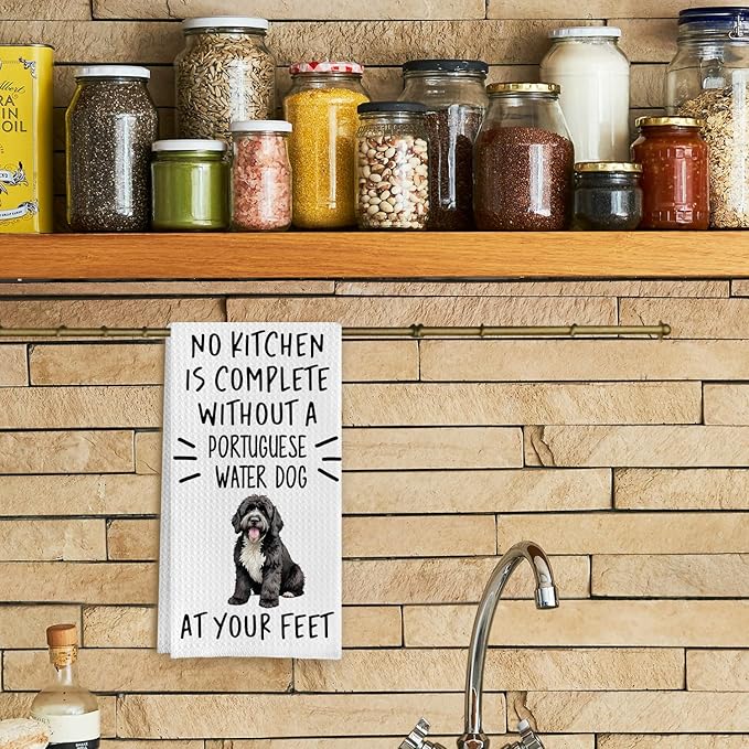 Portuguese Water Dog Kitchen Towels, Portuguese Water Dog Dish Tea Towels, Dog Mom Gifts Hand Towels for Kitchen Decor, Dog Lover Gifts, 16x24 Inch