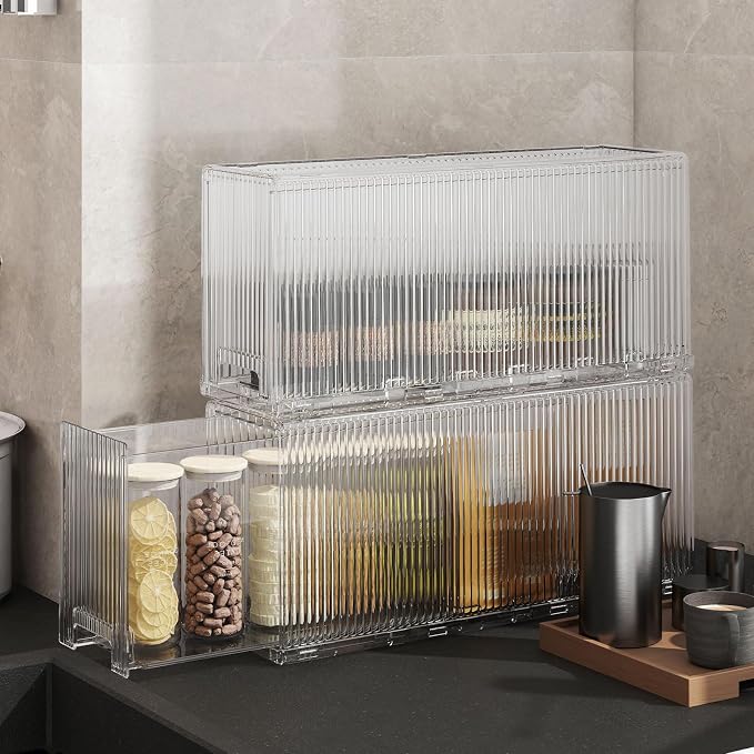 KHNR Slim Kitchen Spice Rack Organizer, 1 Tier Narrow Gap Storage Shelf with Wheels, Food Grade PET Seasoning Bottle Holder for Refrigerator Side or Cabinet Gap, Clear White
