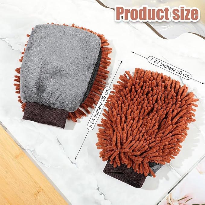 Teenyyou 2 Pcs Dog Towel Mitt Dry Bath Gloves Chenille Microfiber Paws Clean Pet Hair Washing Gloves Dog Grooming Mitts Bath Supplies for Cats Rabbits Horses Suitable for Long/Short/Poodle Fur(Brown)