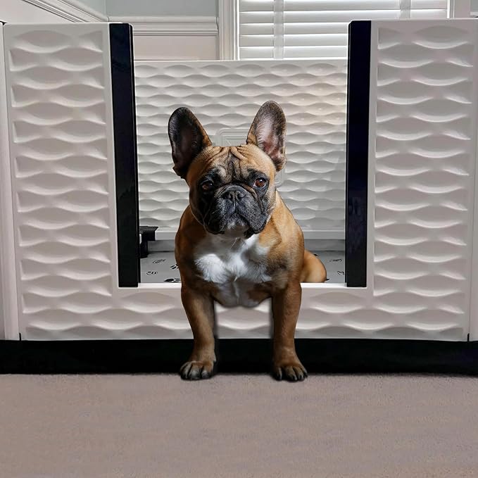 EZclassic Dog Whelping Box with Rails, Padded, Small 28" x 28" | Whelping box with gray washable pad, internal puppy safety rails and windowed walls for a comfortable, safe birthing area