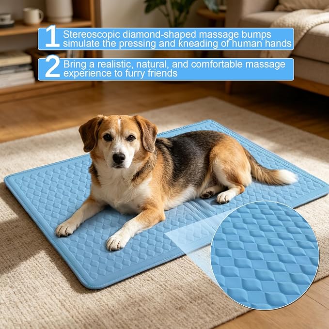 GOLOPET Large Cooling Mat for Dogs 45 x 23in | (Q-Max>0.5)Solid Silicone Honeycomb Heat Dissipation Structure，Breathable and cool fiber fabric，Rapid cooling,Easy to clean