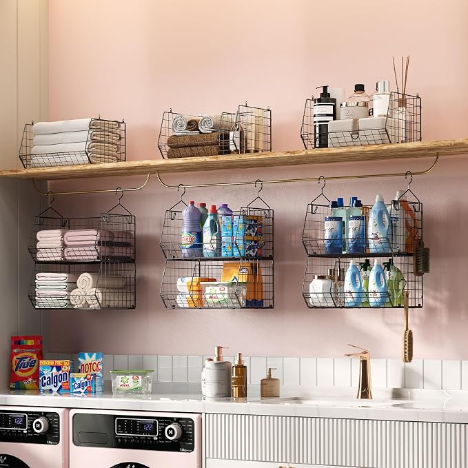5 Tier Extra Large Closet Hanging Organizer with 5 Dividers,16.5"L x 11.8"W x 51.4"H Closet Organizers and Storage with 5 S Hooks,Clothes Organizer for Sweaters Clutches Handbags Hats Accessories