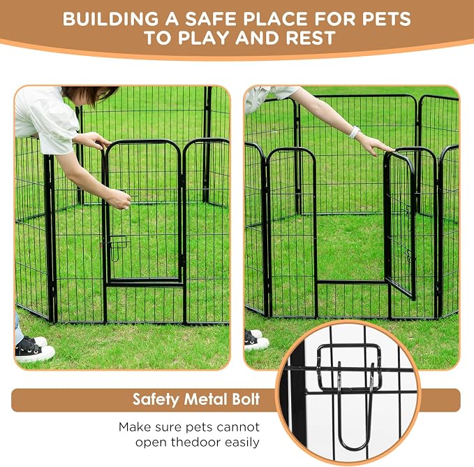 BestPet | Dog Playpen | 40", 6 Panels | Heavy Duty Metal Pet Exercise Pen | Indoor/Outdoor Fence Panels | Rust-Resistant, Removable, Tool-Free Setup | Anti-Skid, Expandable Design