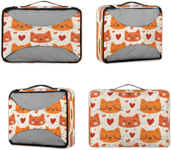 Packing Cubes for Travel, Animals Cats Travel Luggage Packing Organizers for Women Men, Large Custom Toiletries Bag for Cosmetics Toiletries, Valentine's Day