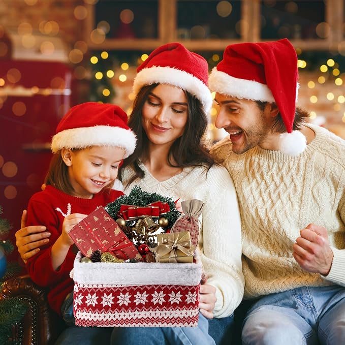 Christmas Basket Large Empty Christmas Baskets Red Christma Gift Baskets with Handles Holiday Storage for Gifts Holiday Decor for Baby/Kids/Nursery Room