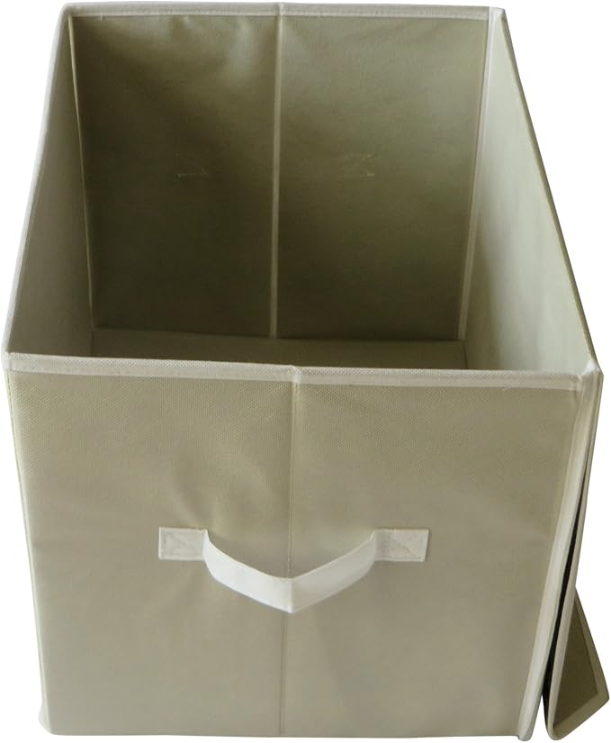 Large Dog Toys Storage Box. 16" x 12" inch Pet Toy Storage Basket with Lid. Perfect Collapsible Canvas Bin for Cat Toys and Accessories Too! (Tan)