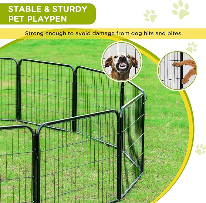 BestPet | Dog Playpen Extender | 24", 4 Panels | Expandable Design | Heavy Duty Metal Pet Exercise Pen | Indoor/Outdoor Fence Panels | Anti-Skid, Rust-Resistant, Removable and Tool-Free Setup