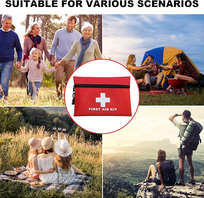 12pcs Mini First Aid Kit Empty Bag with Zipper (Bag Only) | Travel Empty First Aid Pouch for Emergency at Home, Office, Car, Outdoors, Boat, Camping, Hiking