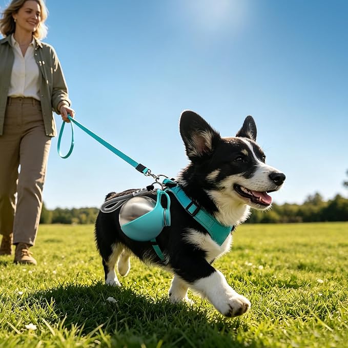 Drain-Back Stainless Steel Portable Dog Water Bottle with Bowl for Walks