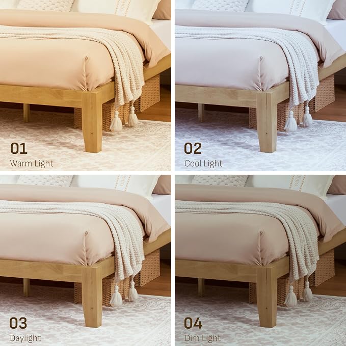 Softa Mikor Queen Japanese Joinery Bed Frame, Solid Rubberwood, 1500 Lbs Heavy Duty Slats Support, SGS Certified, 15-Min No-Tool Assembly, Noise-Free, Under-Bed Storage, No Box Spring Needed