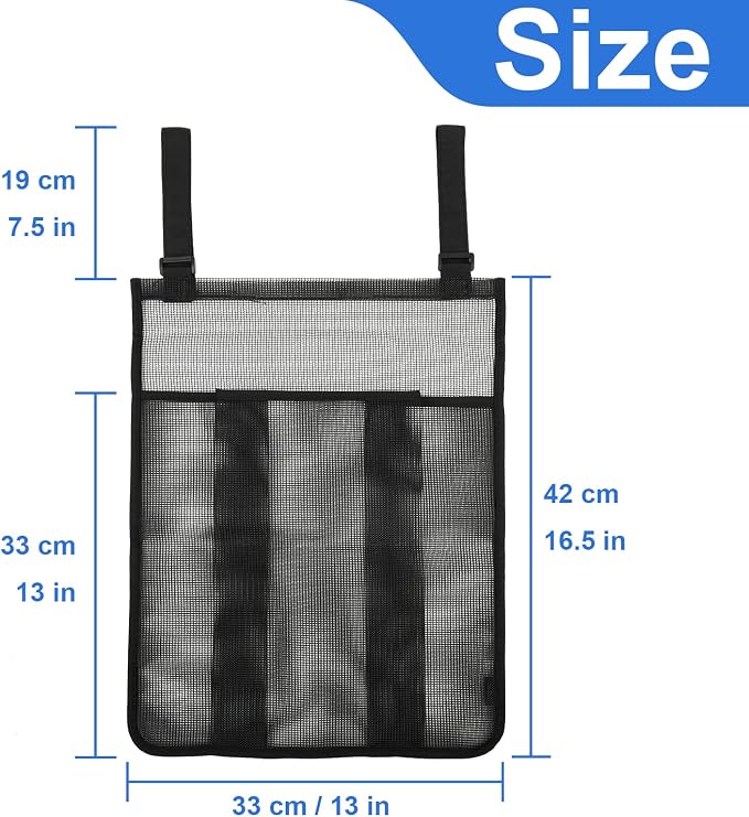 2 Pieces Trampoline Shoes Bag, Black Trampoline Storage Mesh Bag with 2 Hook and Loop Strap, Trampoline Shoe Holder, Indoor Fitness Shoes Organizer, Trampoline Equipment Bag Trampoline Accessories