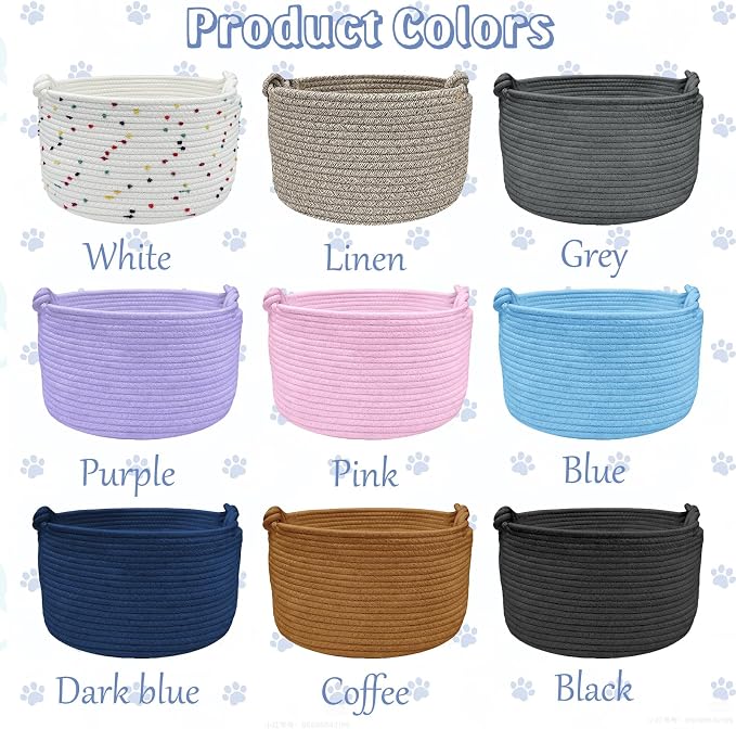 Personalized Dog Cat Toy Basket with Name, Custom New Puppy Toy Storage Bins with Handles, Customized Baskets Organizer for Blankets Pet Supplies Clothes Food