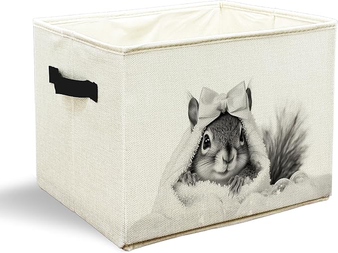 Funny Squirrel Bathroom Storage Bins Box, Funny Bathroom Decor, Squirrel Lover Gifts Storage Basket Laundry Hamper with Handle for Bath Room Clothes Vanity Undersink Home Organization
