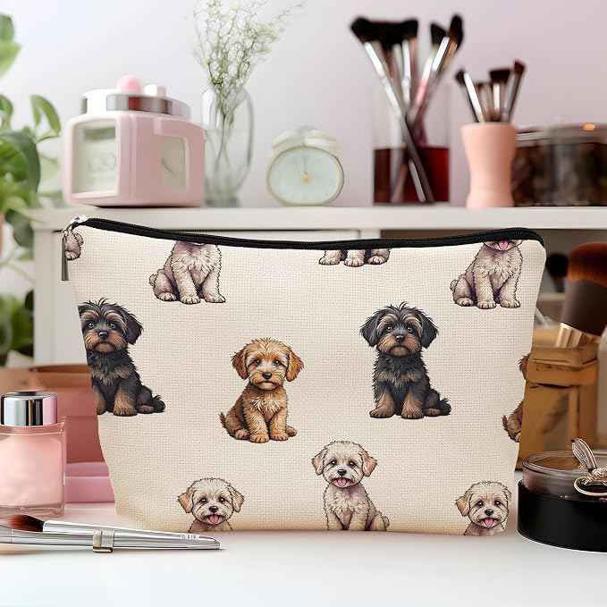 Cavapoo Dog Makeup Bag, Cavapoo Lovers Gifts Cosmetic Bag for Women, Dog Mom Lovers Owner Gifts for Women Christmas, Pet Lover Gift Zipper Travel Makeup Pouch for Purse