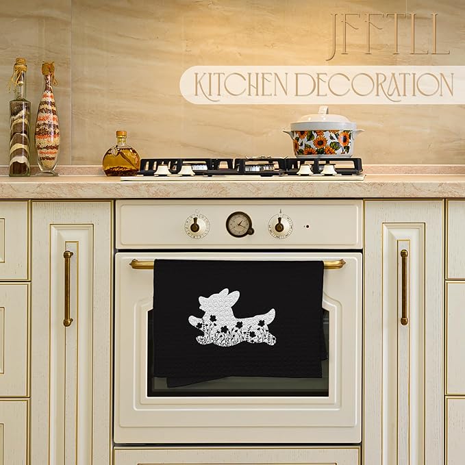 Corgi Gifts Kitchen Towels, Floral Corgis Dog Dish Towels for Kitchen Drying, Corgis Gifts for Corgi Lovers Hand Towels for Bathroom, Dog Bathroom Kitchen Decor, 16x24 Inch