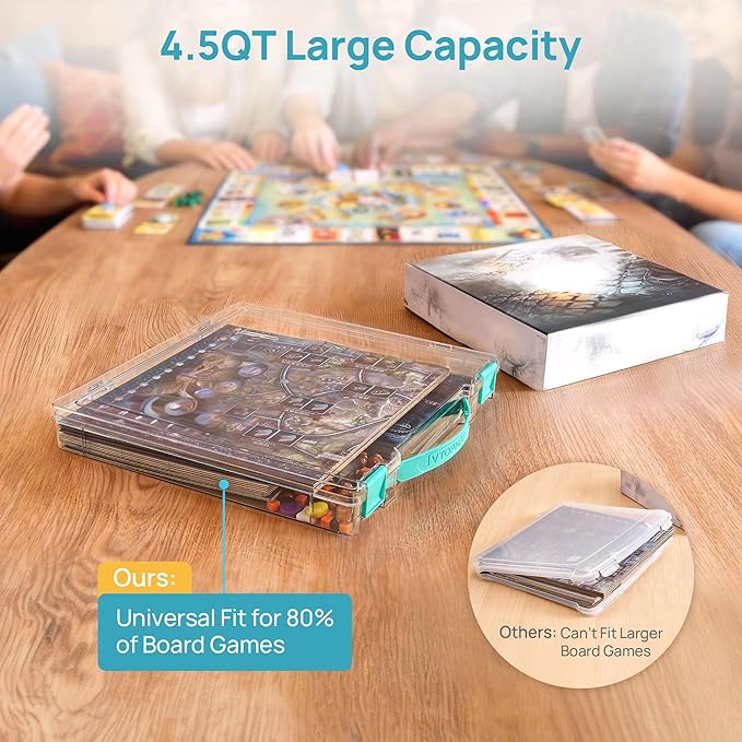 Vtopmart 2 Pack Board Game Storage with Handle and Snap-Tight Latch Lid | Clear Craft Organizer Fit 12" x 12" Papers, Stackable Storage Box for Scrapbook Storage, Art Supply Storage, Puzzle Storage