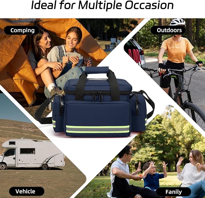 Medical Bag Empty Emergency Bag Medical Bag Organizer Professional First Responder Trauma Bag，First Aid Bag with Detachable Dividers for Nurses,Home Health Care, EMT(Bag Only)