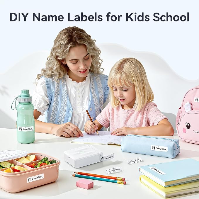 NIIMBOT D110 Mini Label Maker Machine with Tape for Home School, White | Portable Label Printer Bluetooth Thermal Sticker Labeler with Multiple Templates for Office Kitchen Jars Organization