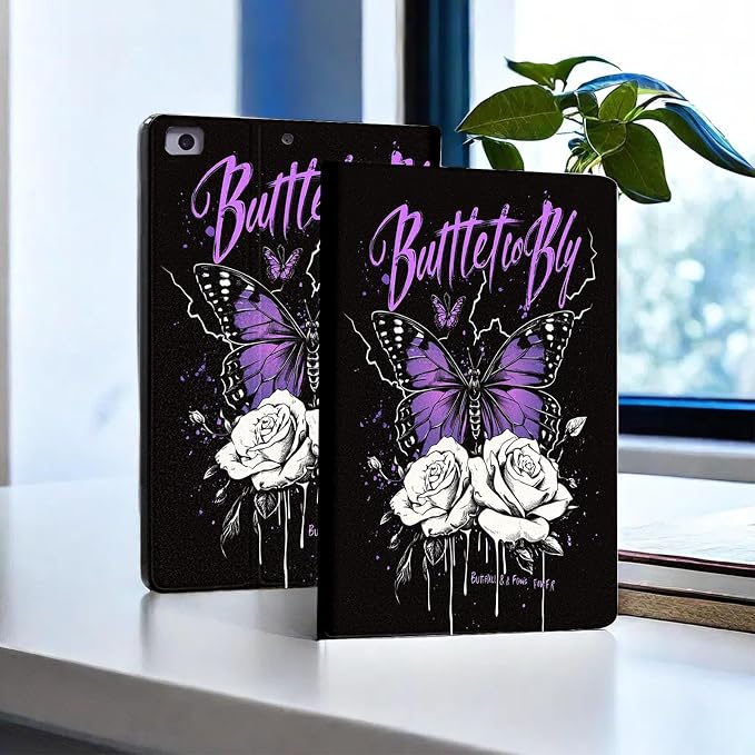 for Microsoft Surface Go 4/3/2/1-10.5" 2021 Tablet Case,Auto Wake/Sleep,Adjustable Stand Protective Cover - Purple Butterfly