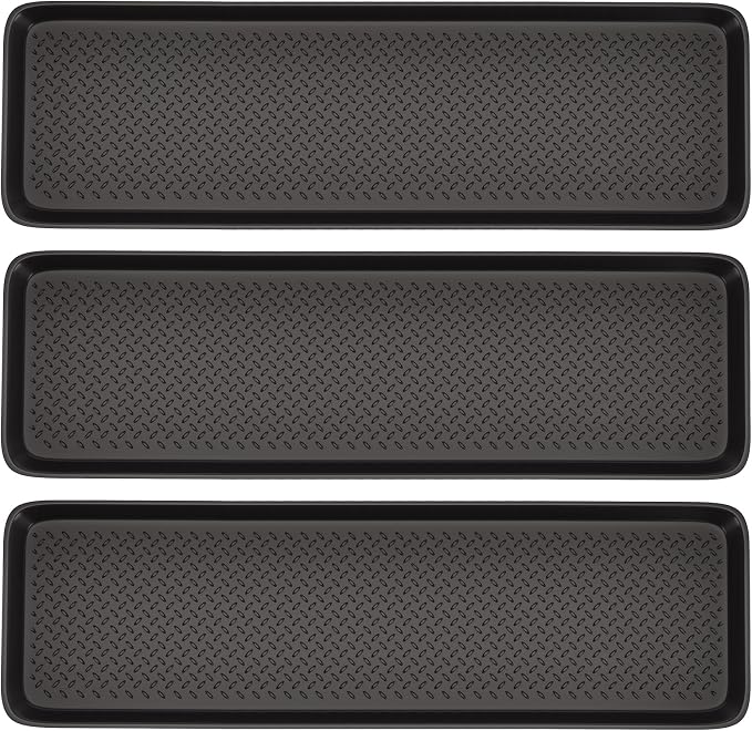 Matace 3 Pack Rubber Extra Large Shoe Tray for Entryway,Long Boot Tray,Slim Boot Mat for Indoor and Outdoor Use,16x55 in, Rectangular (Pack of 3)