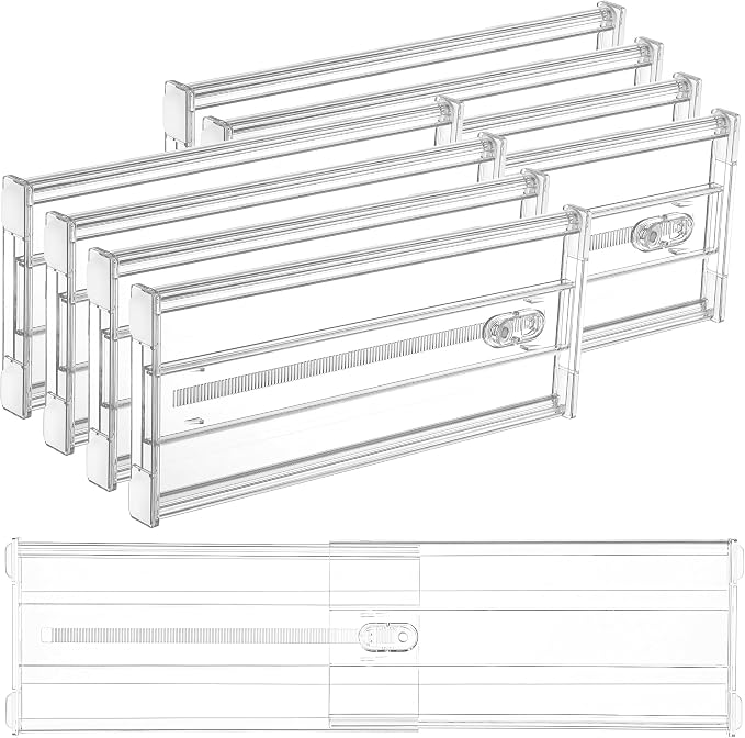 Vtopmart 6" Tall Upgrade Drawer Dividers, 12.8"-22.3" Expandable, 8 Pack | Deep Drawer Organizer, Big Drawer Separator, Clear plastic Adjustable Storage Divider for Dresser, Baby Supplies, Kitchenware