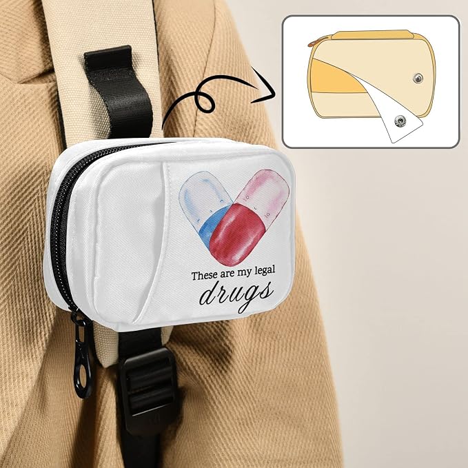 Pill Organizer My Legal Drugs Pill Box 7 Day Pill Case Bag Travel Pill Organizer Bag with Zipper Portable Weekly Case Compact Size for Vitamin Supplement Holder