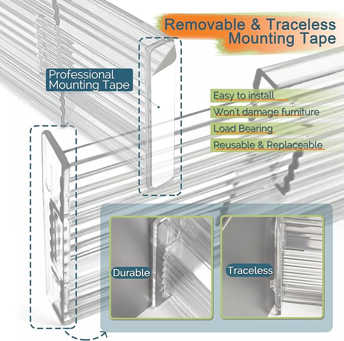 Expandable Clear Drawer Dividers - 3.1'' Height, 11-19'' Adjustable Drawer Separators, Expandable Dresser Organizers in Bedroom, Bathroom, Closet, Clothing, Office, Kitchen Storage
