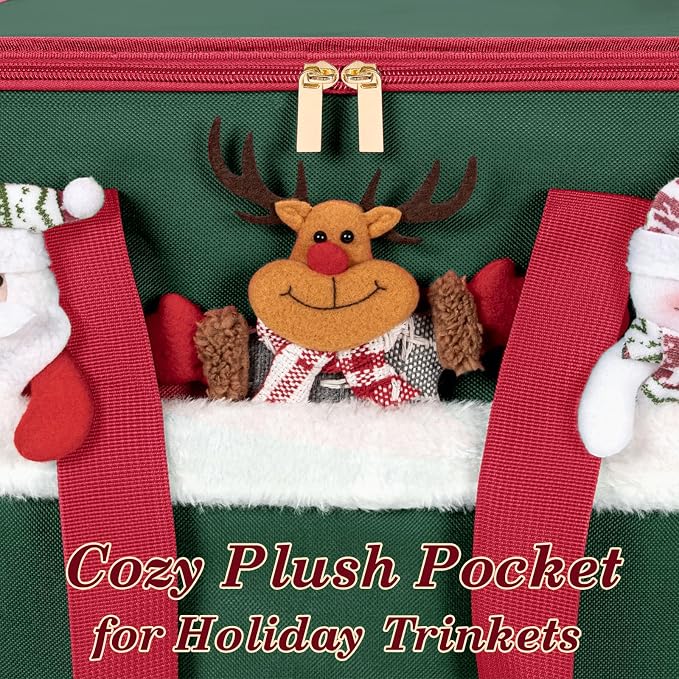 Christmas Nutcracker and Figurine Collectible Storage Box Stores Up to 9 16" Nutcrackers Holiday Ornaments Storage Box with Adjustable Dividers Zippered Top Xmas Decorations Storage Containers
